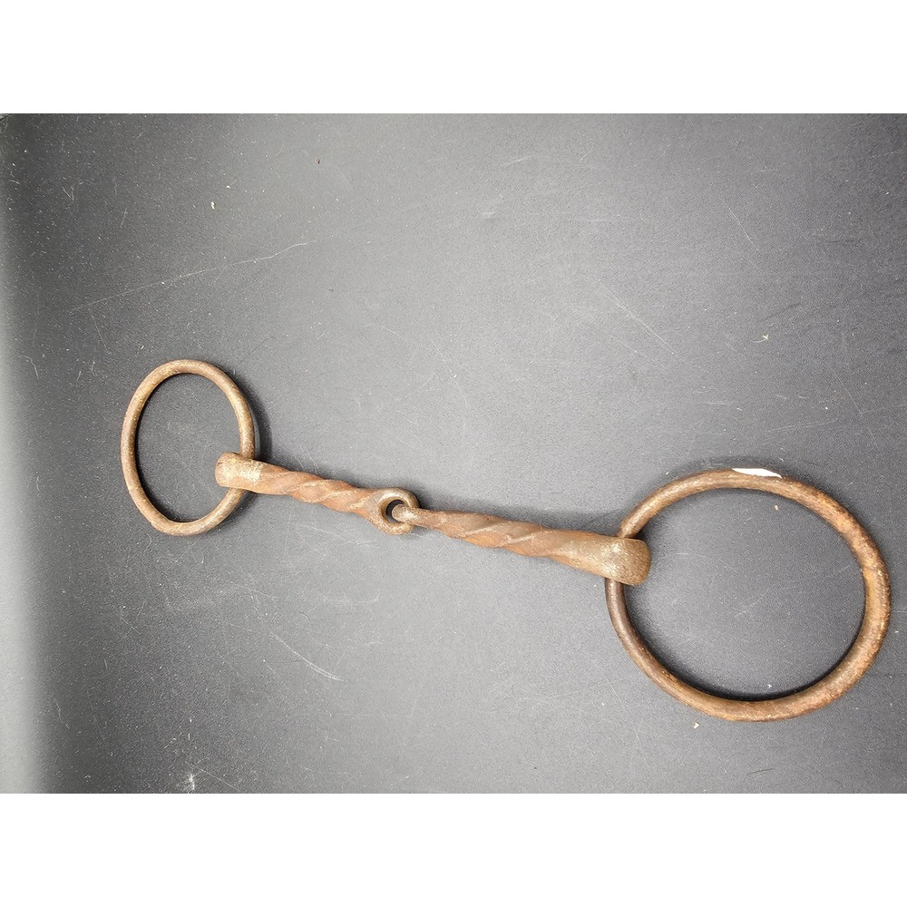 Antique Twisted Wire Snaffle Bit Rusted Iron Loose Ring Horse Bit Vintage Tack